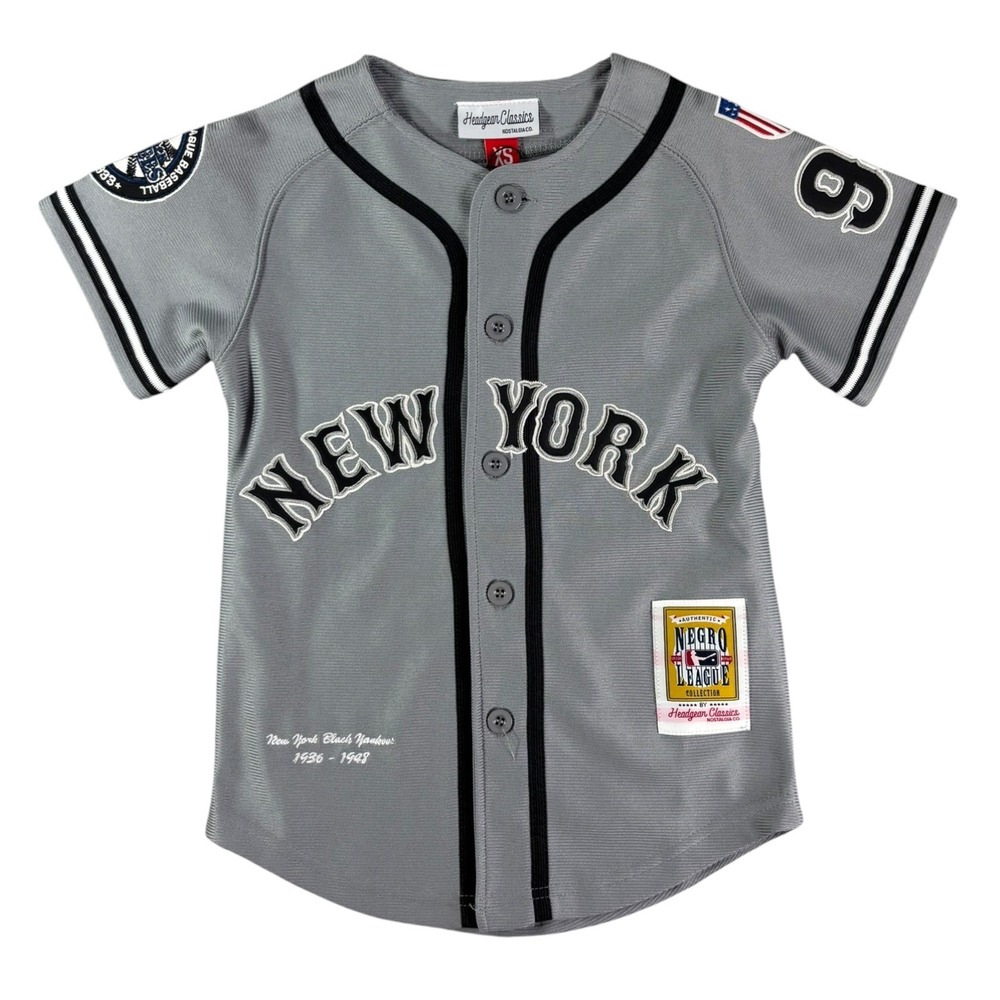 Headgear Classics Kids New York Black Yankees Negro League Jersey Grey XS 99